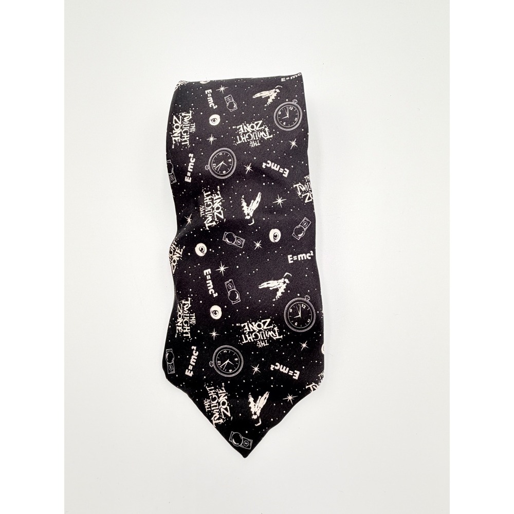 Vintage TV Land The Twilight Zone Mens Silk Tie Black Sci-Fi CBS 2005 Necktie